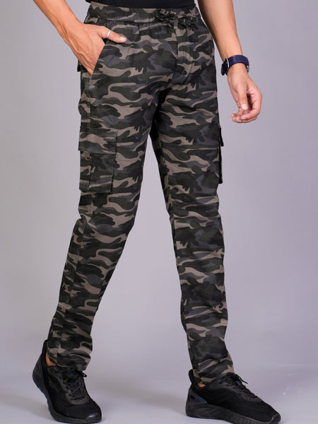Men's Slim-Fit Camouflage Cotton Cargo Pants – Military Gray