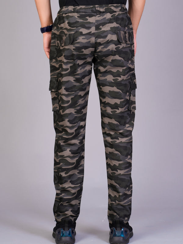 Men's Slim-Fit Camouflage Cotton Cargo Pants – Military Gray