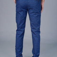 Men's Slim Fit Denim-Look Joggers – Stretchable Cotton Casual Trousers with Elasticated Drawstring Waist