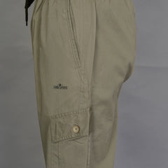 Urban Utility Men’s Solid Light Green Slim-Fit Cargo Pants – Elasticated Waist Casual Trousers