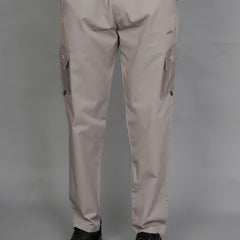 Urban Utility Men’s Solid Light Gray Slim-Fit Cargo Pants – Elasticated Waist Casual Trousers