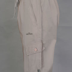 Urban Utility Men’s Solid Light Gray Slim-Fit Cargo Pants – Elasticated Waist Casual Trousers