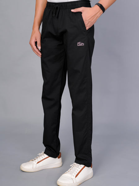 Men’s Premium Track Pants Comfort-Fit Athletic Trousers – Black