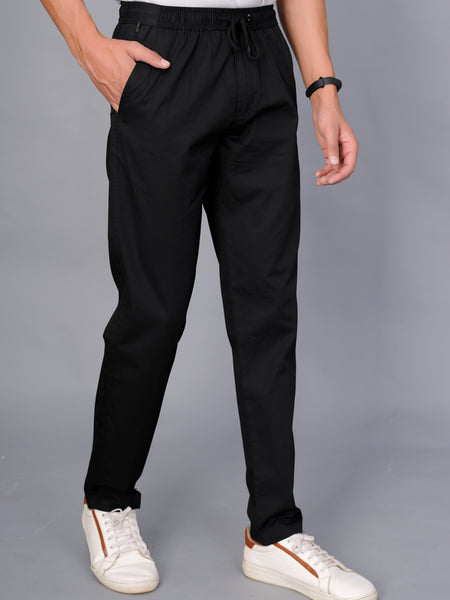 Men’s Premium Track Pants Comfort-Fit Athletic Trousers – Black