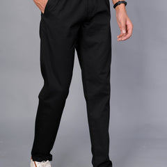 Men’s Premium Track Pants Comfort-Fit Athletic Trousers – Black
