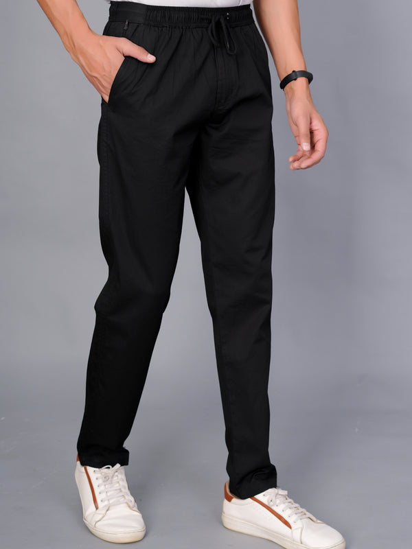 Men’s Premium Track Pants Comfort-Fit Athletic Trousers – Black