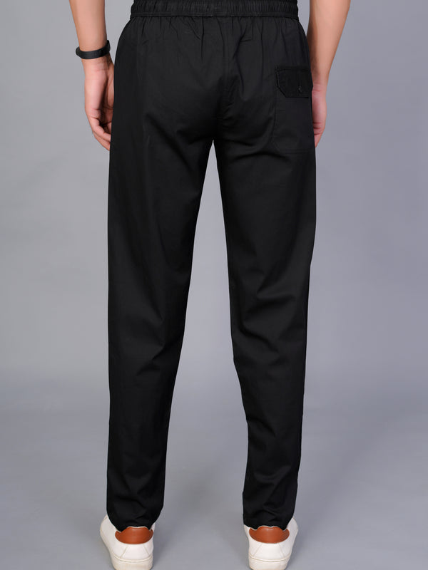 Men’s Premium Track Pants Comfort-Fit Athletic Trousers – Black