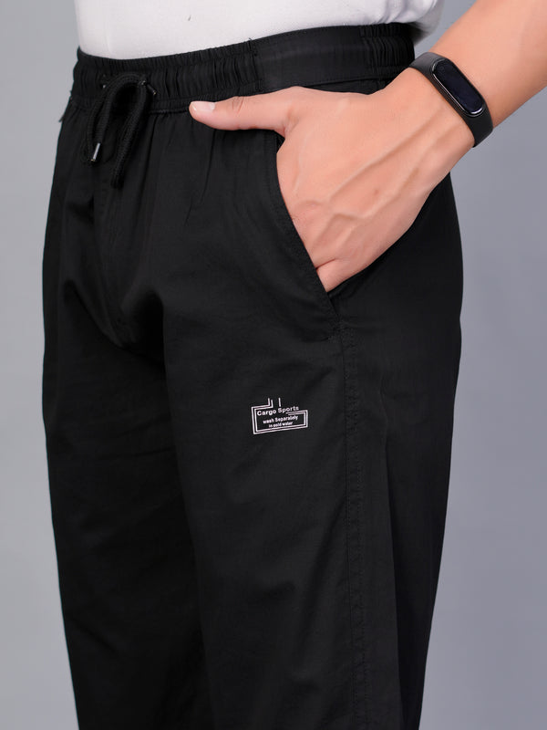 Men’s Premium Track Pants Comfort-Fit Athletic Trousers – Black