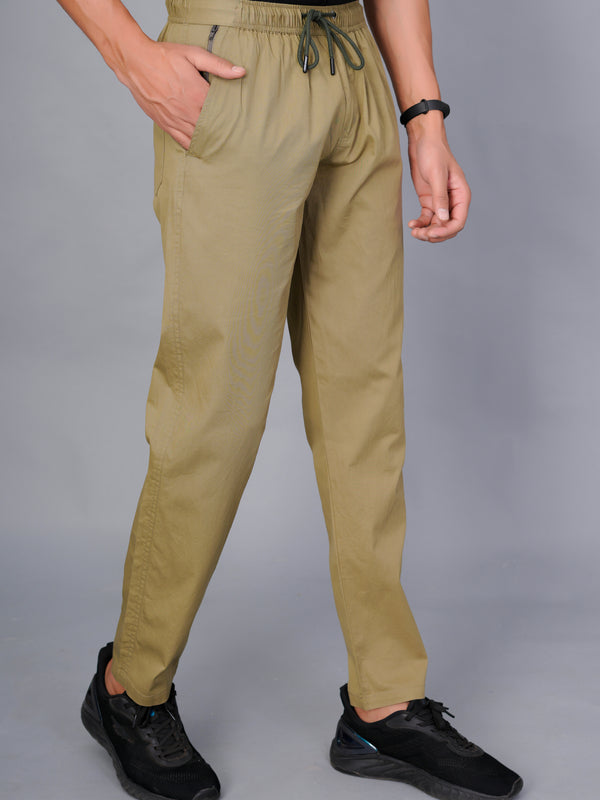 Men’s Premium Track Pants Comfort-Fit Athletic Trousers – Khaki