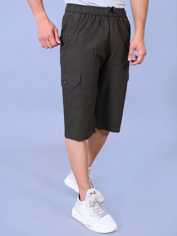 Men’s Premium Twill Cargo Capri Shorts - Dark Green