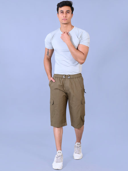 Men’s Premium Twill Cargo Capri Shorts - Khakhi