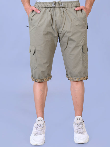 Men’s Premium Twill Cargo Capri Shorts  - Light Green