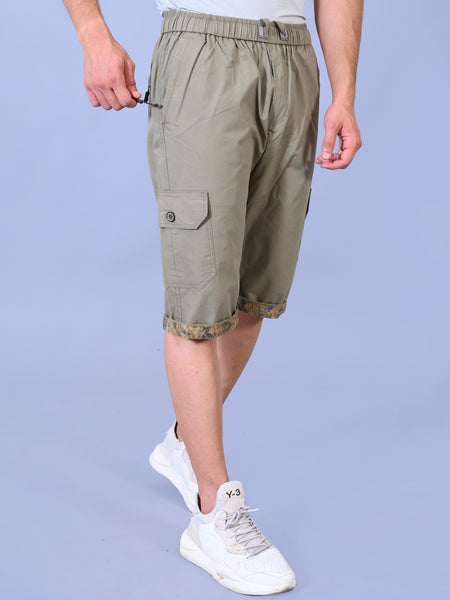 Men’s Premium Twill Cargo Capri Shorts  - Light Green