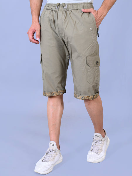 Men’s Premium Twill Cargo Capri Shorts  - Light Green