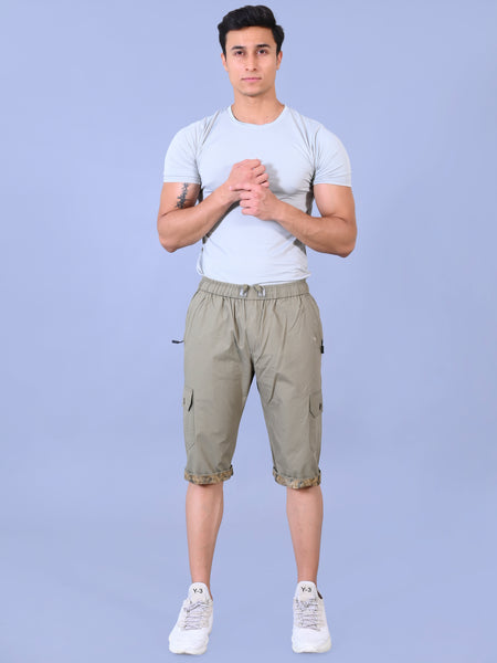 Men’s Premium Twill Cargo Capri Shorts  - Light Green