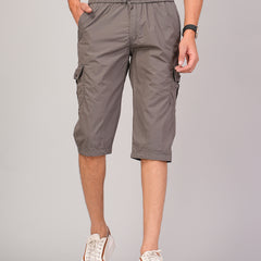 Men’s Premium Twill Cargo Capri Shorts  - Light Gray