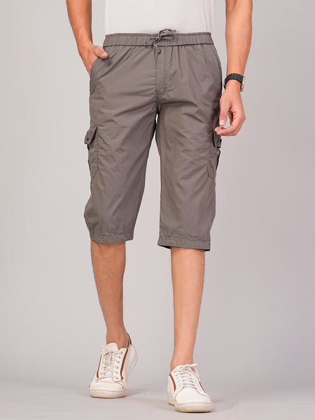 Men’s Premium Twill Cargo Capri Shorts  - Light Gray