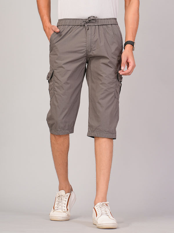 Men’s Premium Twill Cargo Capri Shorts  - Light Gray