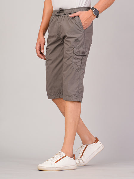 Men’s Premium Twill Cargo Capri Shorts  - Light Gray