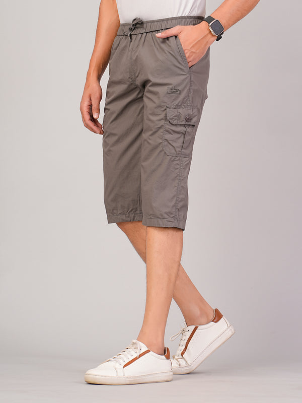 Men’s Premium Twill Cargo Capri Shorts  - Light Gray