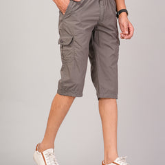 Men’s Premium Twill Cargo Capri Shorts  - Light Gray