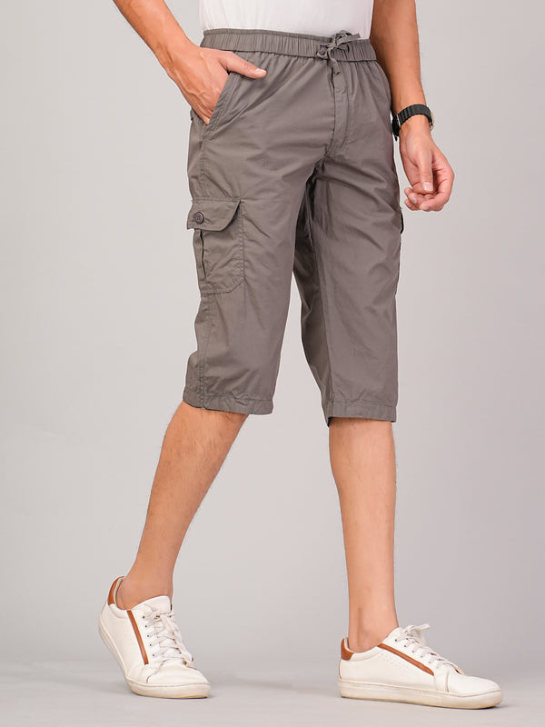 Men’s Premium Twill Cargo Capri Shorts  - Light Gray
