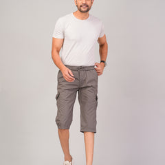 Men’s Premium Twill Cargo Capri Shorts  - Light Gray