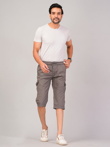 Men’s Premium Twill Cargo Capri Shorts  - Light Gray