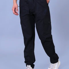 Men's Premium Black 6-Pocket Cargo - Relaxed Fit Cotton Trousers