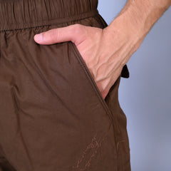 Men's Premium Brown 6-Pocket Cargo - Relaxed Fit Cotton Trousers