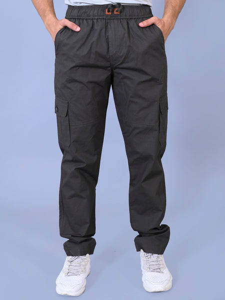 Men's Premium Dark Green 6-Pocket Cargo - Relaxed Fit Cotton Trousers