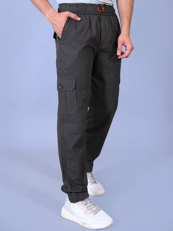 Men's Premium Dark Green 6-Pocket Cargo - Relaxed Fit Cotton Trousers