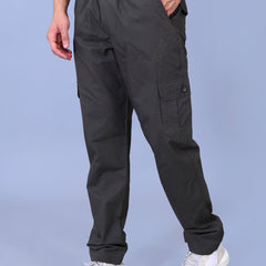 Men's Premium Dark Green 6-Pocket Cargo - Relaxed Fit Cotton Trousers
