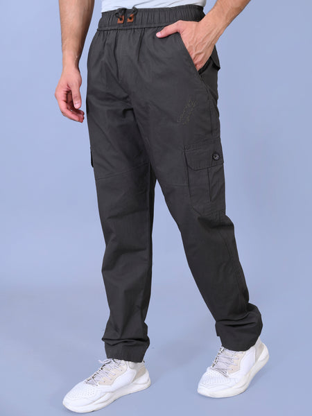 Men's Premium Dark Green 6-Pocket Cargo - Relaxed Fit Cotton Trousers