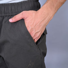 Men's Premium Dark Green 6-Pocket Cargo - Relaxed Fit Cotton Trousers