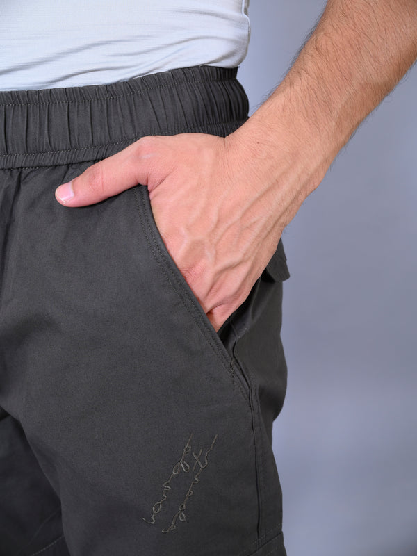 Men's Premium Dark Green 6-Pocket Cargo - Relaxed Fit Cotton Trousers