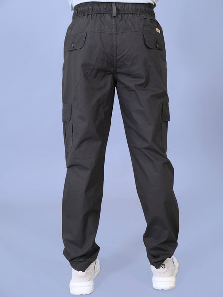 Men's Premium Dark Green 6-Pocket Cargo - Relaxed Fit Cotton Trousers