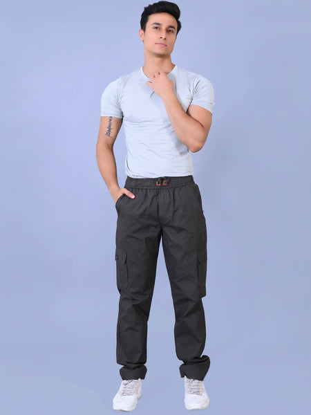 Men's Premium Dark Green 6-Pocket Cargo - Relaxed Fit Cotton Trousers