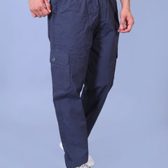 Men's Premium Dark Gray 6-Pocket Cargo - Relaxed Fit Cotton Trousers