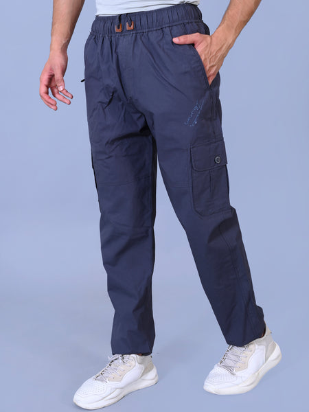 Men's Premium Dark Gray 6-Pocket Cargo - Relaxed Fit Cotton Trousers