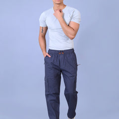 Men's Premium Dark Gray 6-Pocket Cargo - Relaxed Fit Cotton Trousers