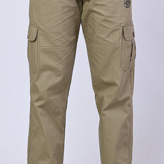 Men's Premium Light Green 6-Pocket Cargo - Relaxed Fit Cotton Trousers