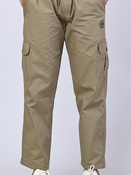 Men's Premium Light Green 6-Pocket Cargo - Relaxed Fit Cotton Trousers