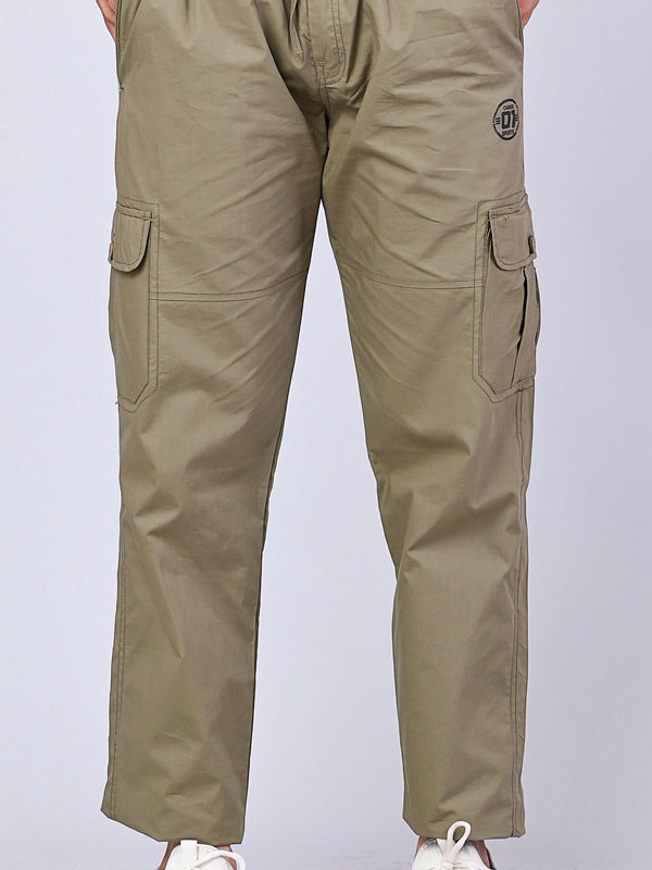 Men's Premium Light Green 6-Pocket Cargo - Relaxed Fit Cotton Trousers