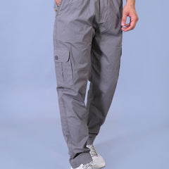 Men's Premium Light Gray 6-Pocket Cargo - Relaxed Fit Cotton Trousers