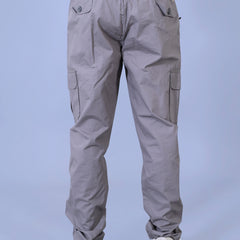 Men's Premium Light Gray 6-Pocket Cargo - Relaxed Fit Cotton Trousers