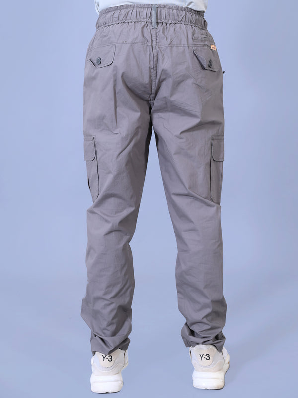 Men's Premium Light Gray 6-Pocket Cargo - Relaxed Fit Cotton Trousers