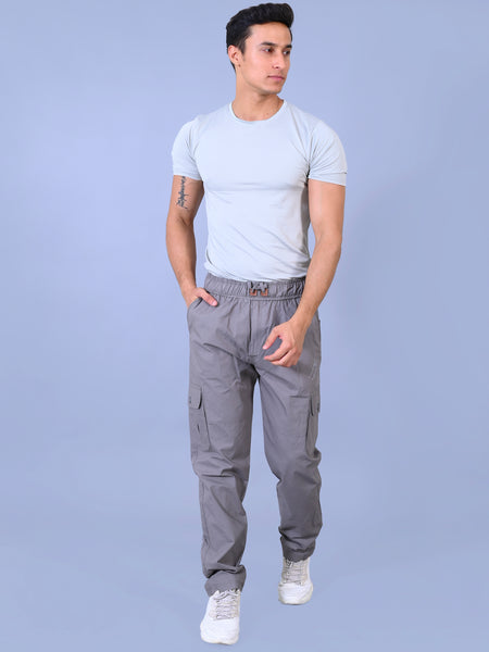 Men's Premium Light Gray 6-Pocket Cargo - Relaxed Fit Cotton Trousers