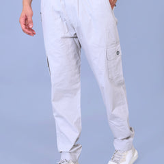 Men's Premium White 6-Pocket Cargo - Relaxed Fit Cotton Trousers