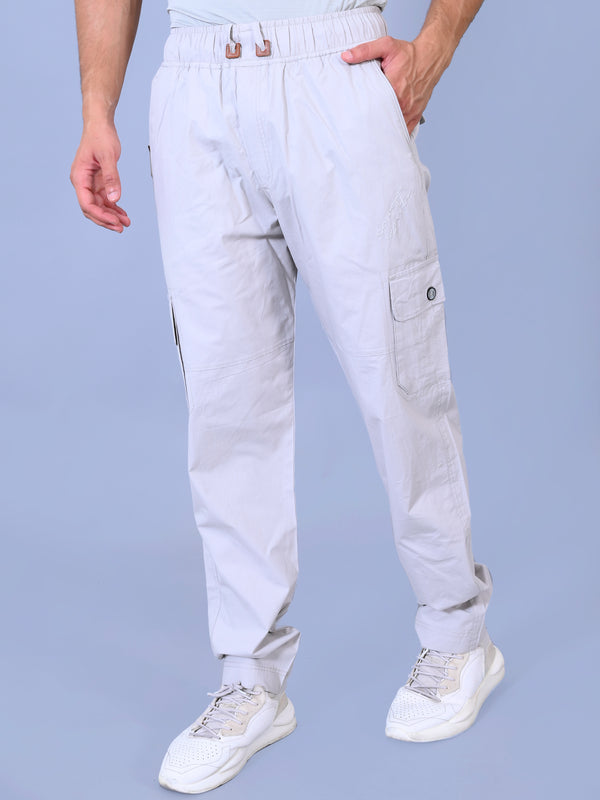 Men's Premium White 6-Pocket Cargo - Relaxed Fit Cotton Trousers